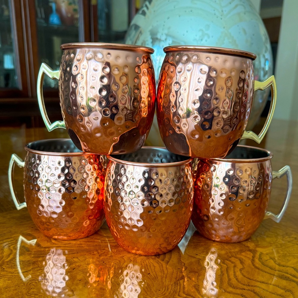Moscow Mule-Hammered Copper Mugs - Set of 5